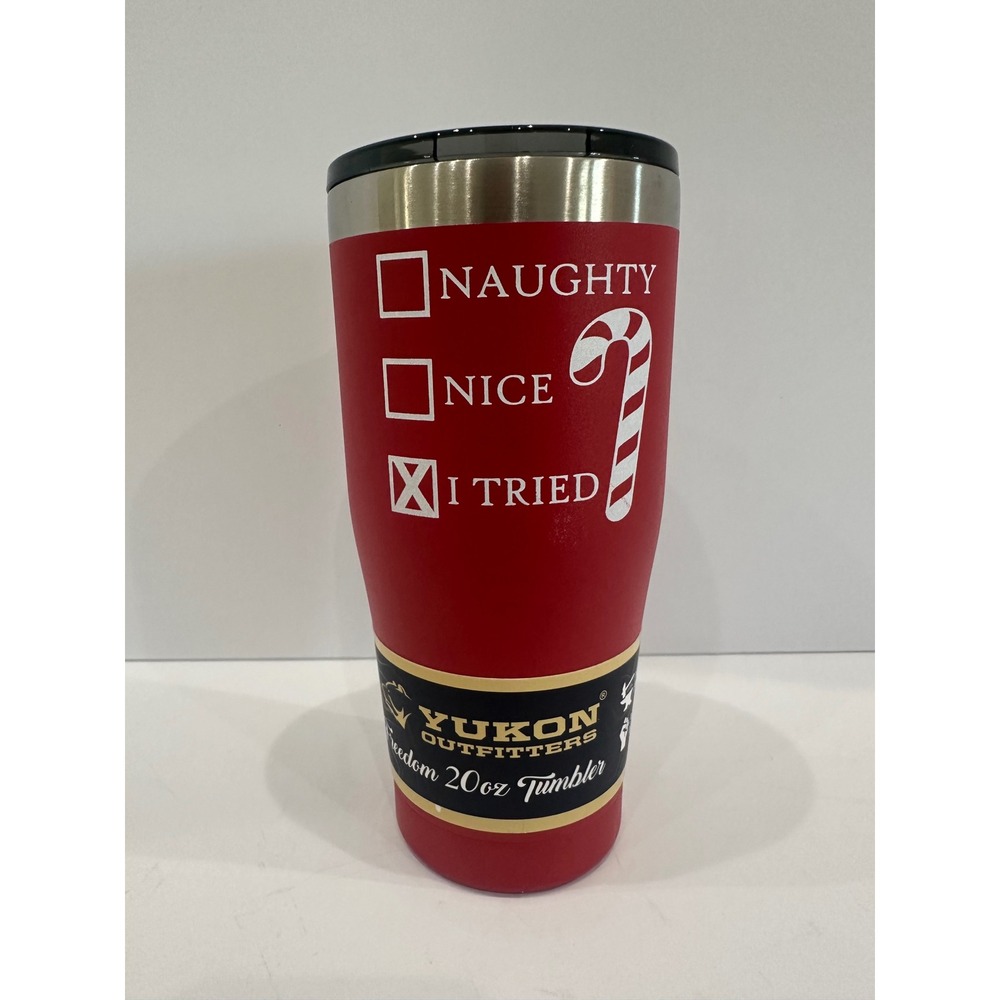 Yukon Outfitters 20oz Freedom Tumbler Red Naughty Nice I Tried Christmas Holiday